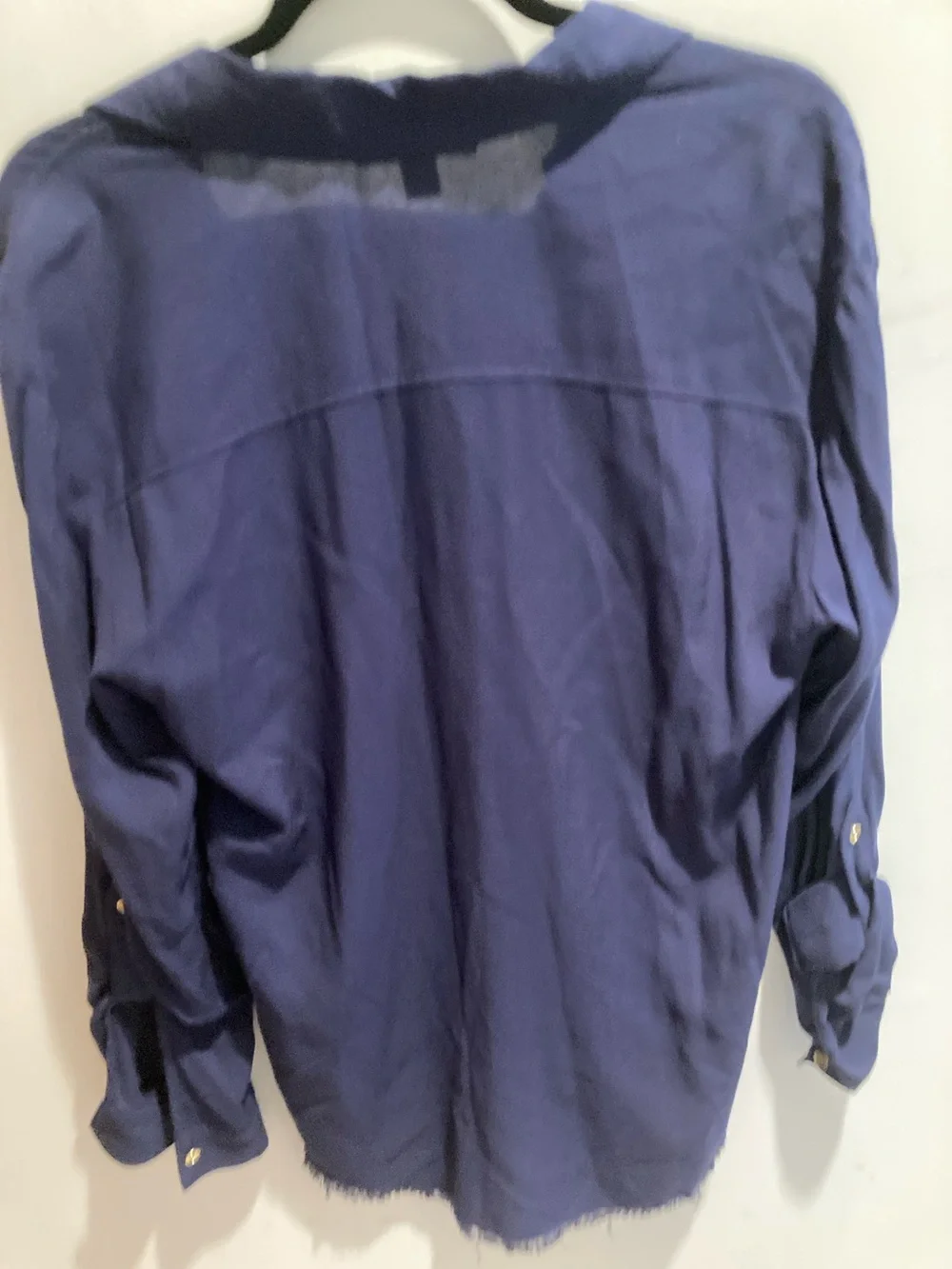 Michael Kors Dark Navy Button-Front Long Sleeve Shirt with Gold Buttons